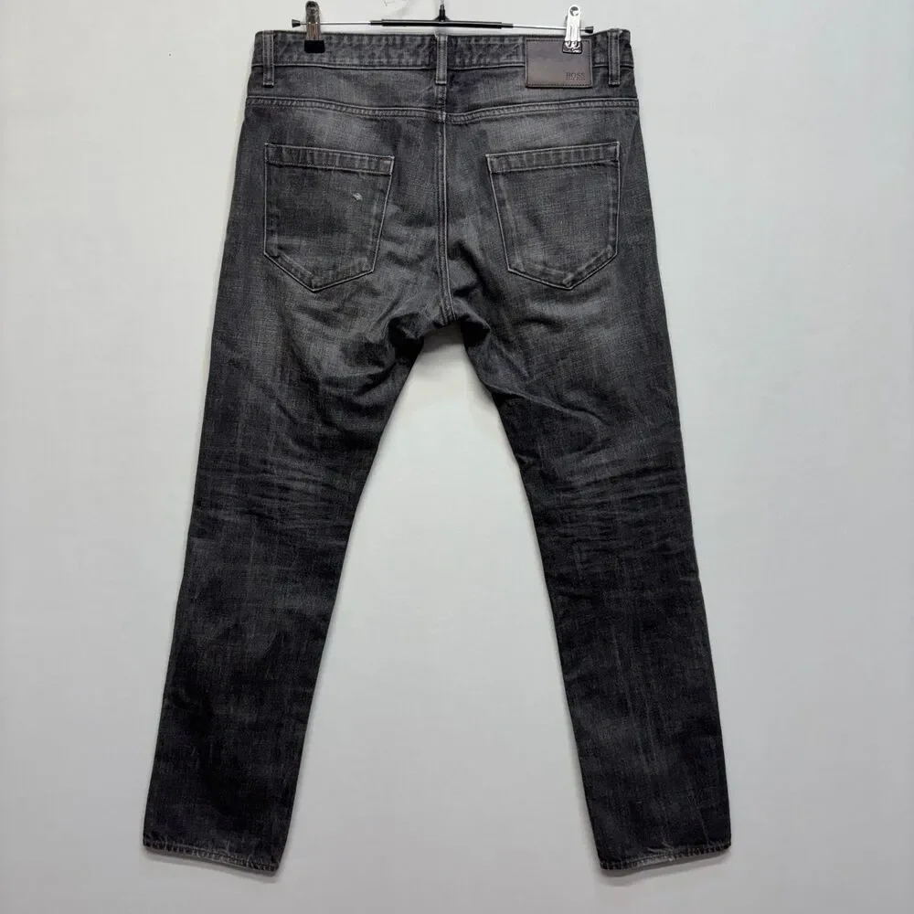 Hugo Boss Men Delaware Slim Fit Jeans Size 34x32 Black Denim D119 -16